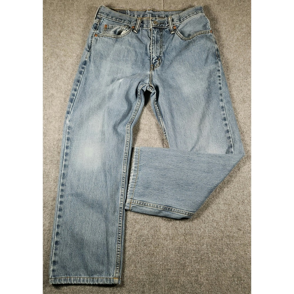 Levi Jeans Men 32x32 516 Straight Leg Light Blue Denim Distressed